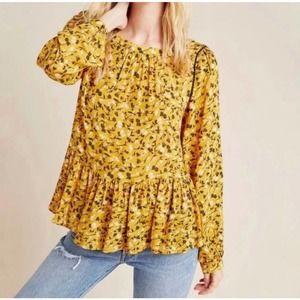 Maeve Cheyenne Peplum Floral Print Blouse Size M